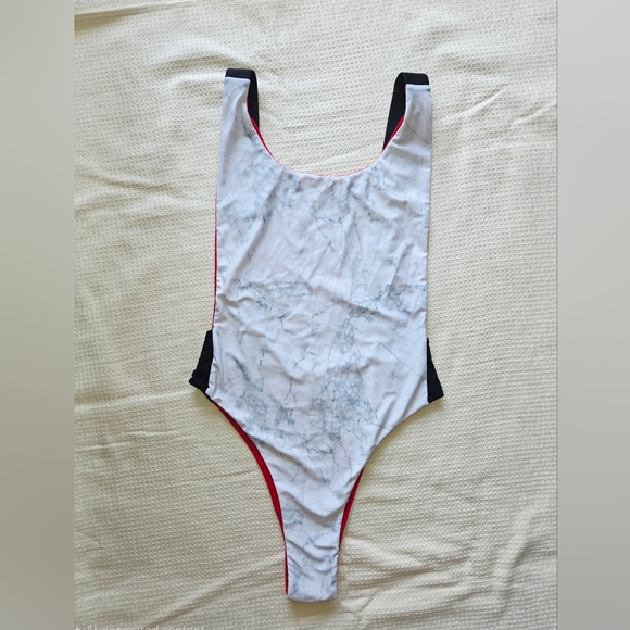 Bikini Beach Australia Other - Classic Marble-Print One-Piece Swimsuit - White/Black